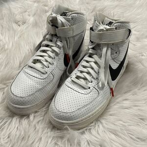 Nike Air Force 1 Youth High Tops - Perforated White & Black Size 6.5Y